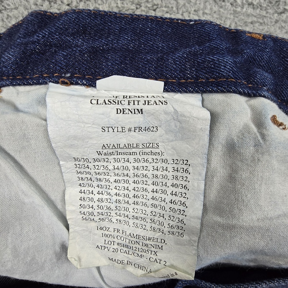 Rasco Mens 38X34 FR Flame Resistant Work Blue Jeans Dark‎ Wash - Picture 10 of 16